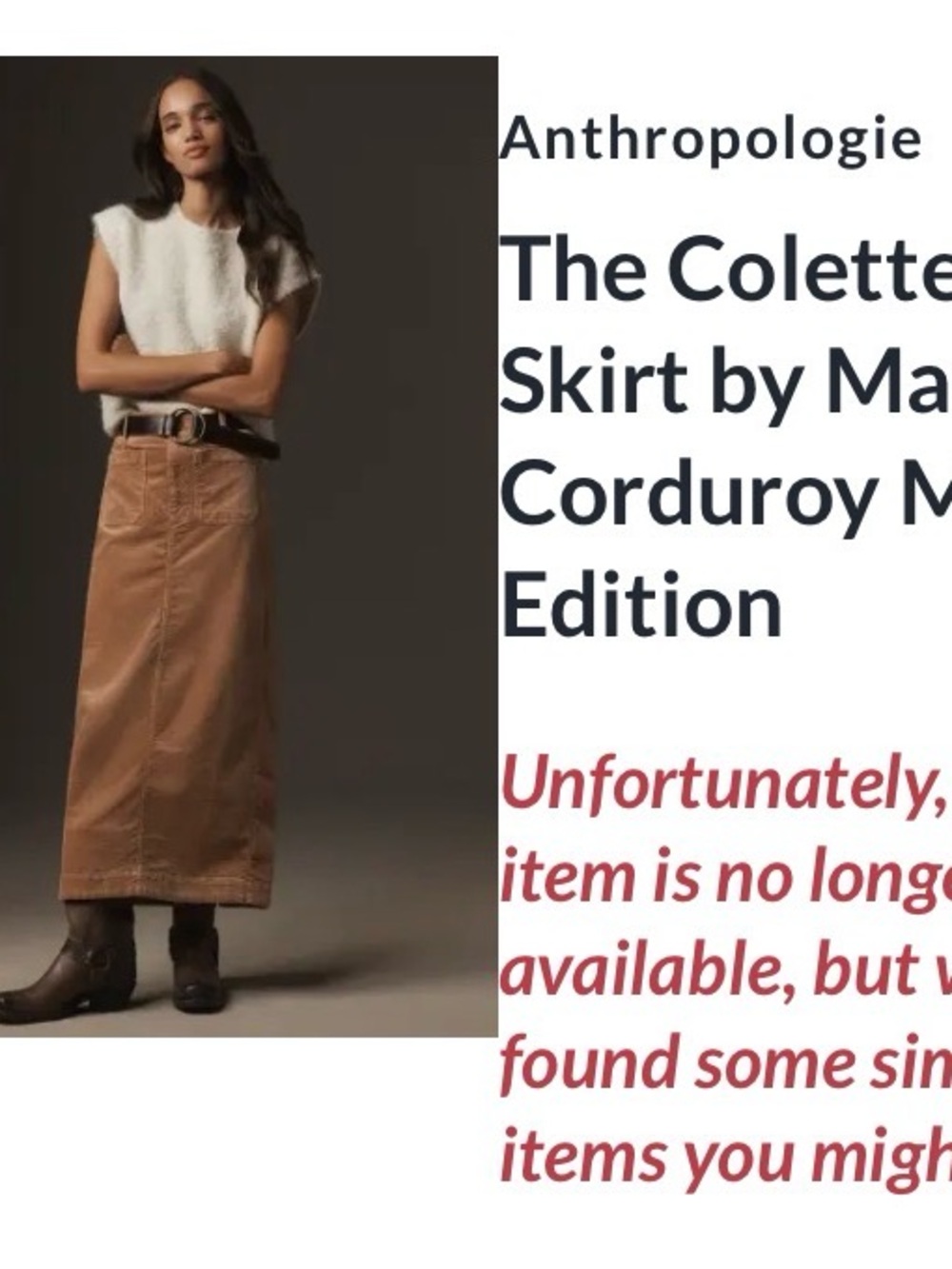 Anthropologie
The Colette Skirt by Maeve: Corduroy Maxi Edition